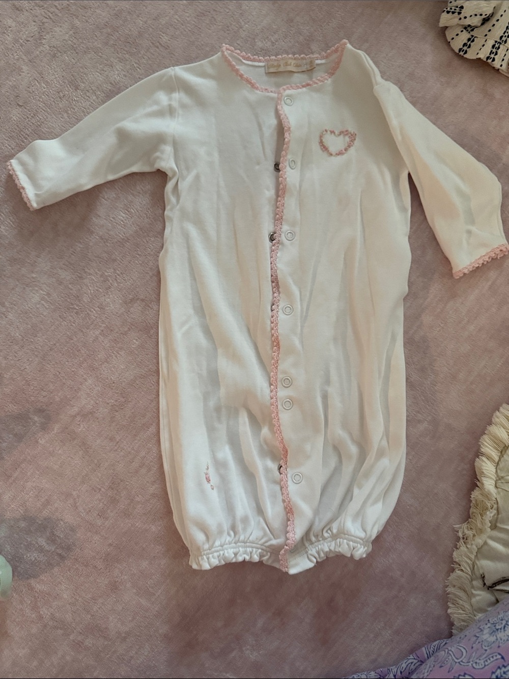 White and Pink Button-Front Infant Sleep Sack - Classic Soft Cotton